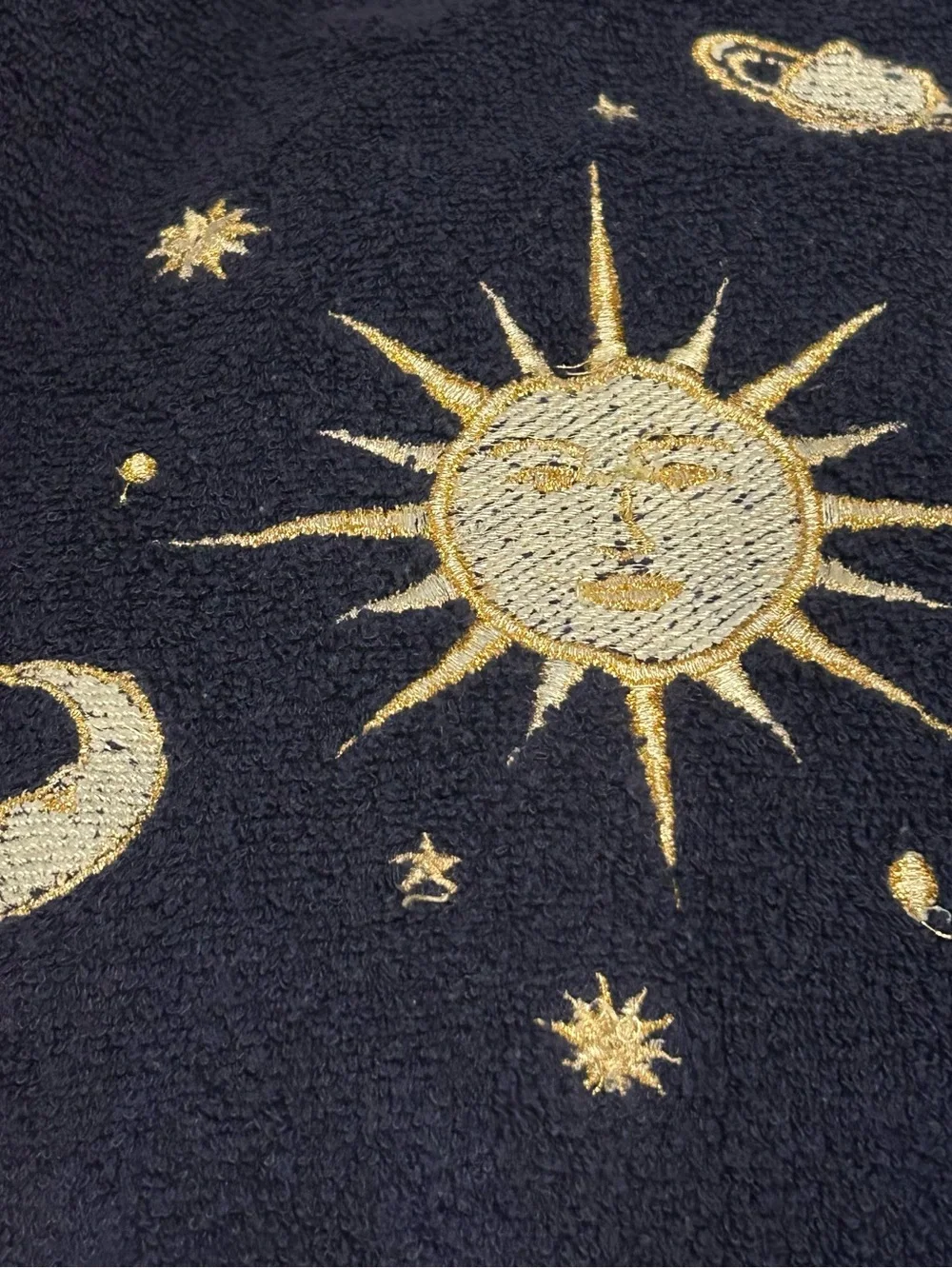 Vintage 90s Celestial Bathroom Towel 3 Piece Set Whimsigoth Sun Moon Decor USA